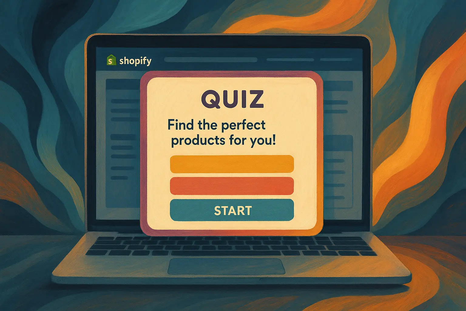 Interactive online store display showing product quiz interface