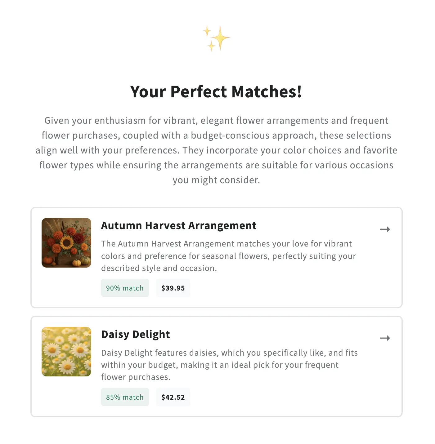 AI-powered product recommendations with personalized reasoning